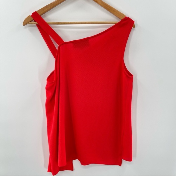 Anthropologie Sunday in Brooklyn Red Asymmetric Ruffled Sleeveless Top Size Med. - Picture 5 of 8